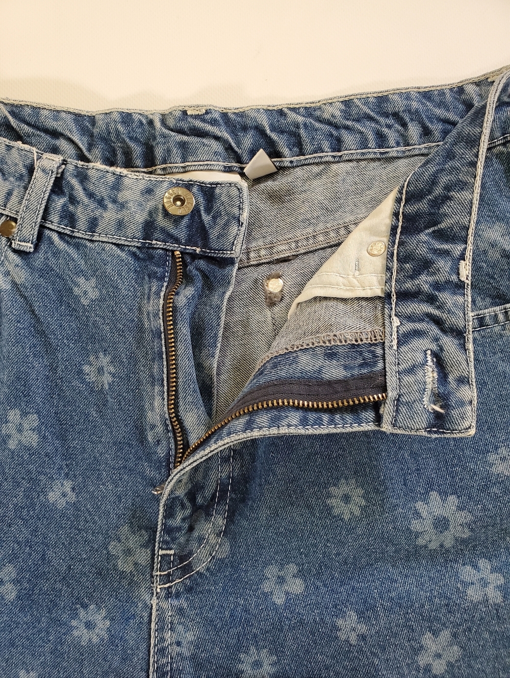 🟢7661 * The Ragged Priest Daisy Floral Print Straight Leg Jeans Blue Size 32 - Picture 6 of 16